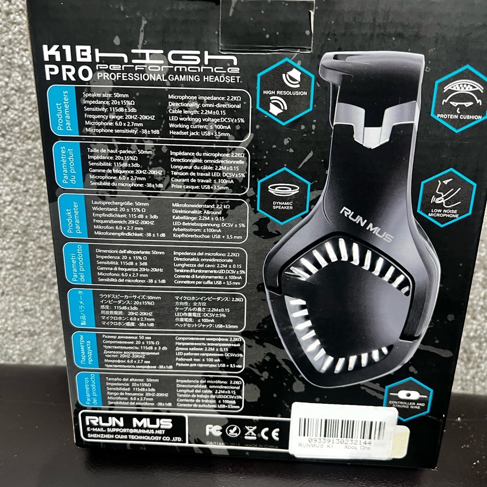 Runmus K1b Gaming Headset Professional High Performance XBox One New In Box - Picture 5 of 7